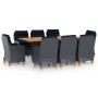 Set comedor jardín 9 pzas cojines ratán sintético gris oscuro de vidaXL, Conjuntos de jardín - Ref: Foro24-3060170, Precio: 1...