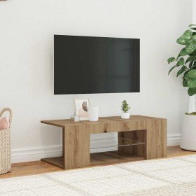 Mueble de TV luces LED madera roble artisan 90x39x30 cm en Muebles TV | Comprar online en Foru.es