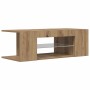 Mueble de TV luces LED madera roble artisan 90x39x30 cm en Muebles TV | Comprar online en Foru.es