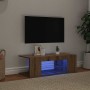Mueble de TV luces LED madera roble artisan 90x39x30 cm en Muebles TV | Comprar online en Foru.es