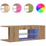Mueble de TV luces LED madera roble artisan 90x39x30 cm en Muebles TV | Comprar online en Foru.es