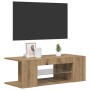 Mueble de TV luces LED madera roble artisan 90x39x30 cm en Muebles TV | Comprar online en Foru.es