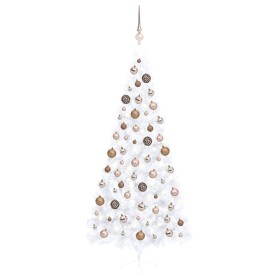 Medio árbol de Navidad con luces y bolas blanco 240 cm en Decoración Festiva y Estacional | Comprar online en Foru.es