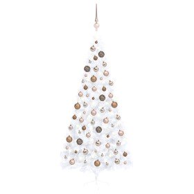 Medio árbol de Navidad con luces y bolas blanco 240 cm en Decoración Festiva y Estacional | Comprar online en Foru.es