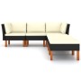 Set de muebles de jardín 6 pzas y cojines ratán sintético negro de vidaXL, Conjuntos de jardín - Ref: Foro24-3059750, Precio:...