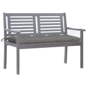 Banco de jardín 2 plazas madera eucalipto gris y cojín 120 cm de vidaXL, Bancos de jardín - Ref: Foro24-3061039, Precio: 200,...