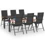 Juego de comedor para jardín 7 piezas negro y marrón de vidaXL, Conjuntos de jardín - Ref: Foro24-3060074, Precio: 589,11 €, ...