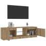 Mueble de TV luces LED madera roble artisan 120x30x36 cm en Muebles TV | Comprar online en Foru.es