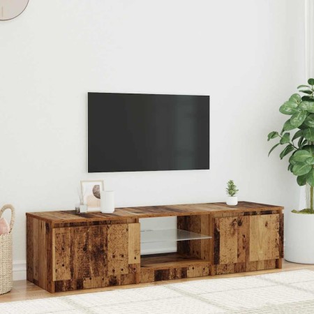Mueble TV luces LED madera ingeniería envejecida 140x40x36 cm en Muebles TV | Comprar online en Foru.es