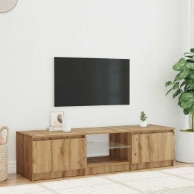 Mueble de TV luces LED madera roble artisan 140x40x36 cm en Muebles TV | Comprar online en Foru.es