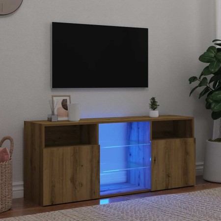 Mueble TV luces LED madera ingeniería roble artisan 120x30x50cm en Muebles TV | Comprar online en Foru.es