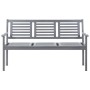 Banco de jardín 3 plazas madera eucalipto gris y cojín 150 cm de vidaXL, Bancos de jardín - Ref: Foro24-3061057, Precio: 225,...