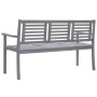 Banco de jardín 3 plazas madera eucalipto gris y cojín 150 cm de vidaXL, Bancos de jardín - Ref: Foro24-3061057, Precio: 225,...