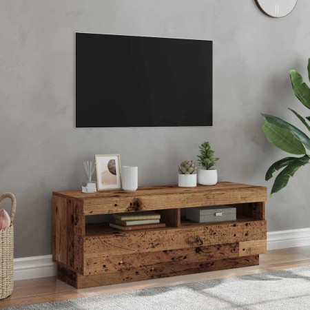 Mueble TV luces LED madera ingeniería envejecida 100x35x40 cm en Muebles TV | Comprar online en Foru.es