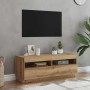 Mueble TV luces LED madera ingeniería roble artisan 100x35x40cm en Muebles TV | Comprar online en Foru.es