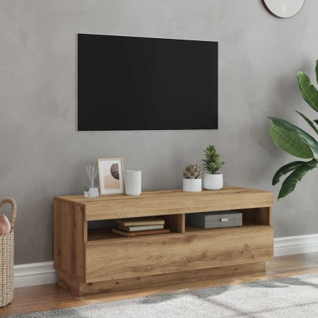 Mueble TV luces LED madera ingeniería roble artisan 100x35x40cm en Muebles TV | Comprar online en Foru.es