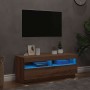 Mueble TV luces LED madera ingeniería roble artisan 100x35x40cm en Muebles TV | Comprar online en Foru.es