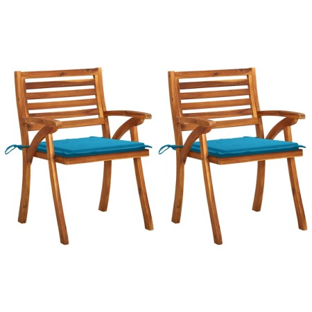 Sillas de comedor jardín con cojines 2 uds madera maciza acacia de vidaXL, Sillas de jardín - Ref: Foro24-3060792, Precio: 24...