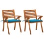 Sillas de comedor jardín con cojines 2 uds madera maciza acacia de vidaXL, Sillas de jardín - Ref: Foro24-3060792, Precio: 24...