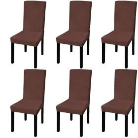 Funda para silla elástica recta 6 unidades marrón de vidaXL, Fundas - Ref: Foro24-131423, Precio: 23,10 €, Descuento: %
