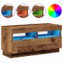 Mueble TV luces LED madera ingeniería envejecida 80x35x40 cm en Muebles TV | Comprar online en Foru.es