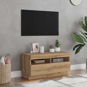 Mueble TV luces LED madera ingeniería roble artisan 80x35x40 cm en Muebles TV | Comprar online en Foru.es