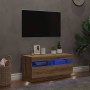 Mueble TV luces LED madera ingeniería roble artisan 80x35x40 cm en Muebles TV | Comprar online en Foru.es