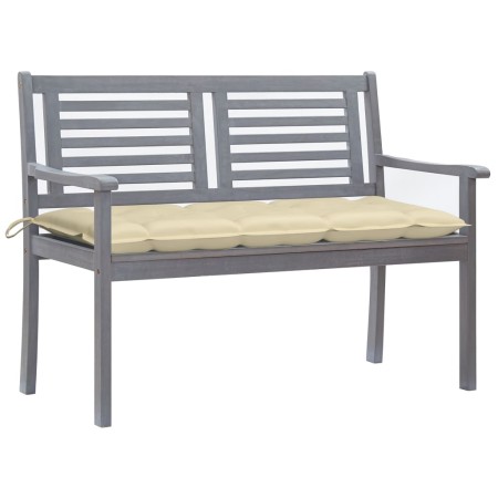Banco de jardín 2 plazas madera eucalipto gris y cojín 120 cm de vidaXL, Bancos de jardín - Ref: Foro24-3061040, Precio: 188,...