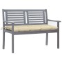 Banco de jardín 2 plazas madera eucalipto gris y cojín 120 cm de vidaXL, Bancos de jardín - Ref: Foro24-3061040, Precio: 188,...