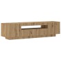 Mueble de TV luces LED madera roble artisan 160x35x40 cm en Muebles TV | Comprar online en Foru.es