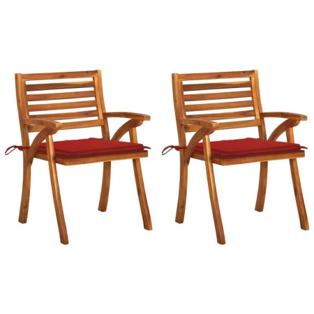 Sillas de comedor jardín con cojines 2 uds madera maciza acacia de vidaXL, Sillas de jardín - Ref: Foro24-3060798, Precio: 27...