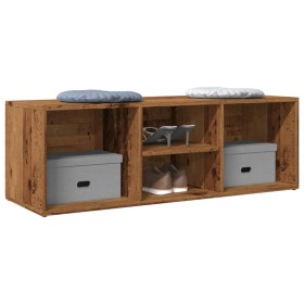 Banco zapatero de madera de ingeniería envejecida 105x35x35 cm en Zapateros y organizadores de calzado | Comprar online en Foru.