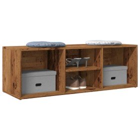 Banco zapatero de madera de ingeniería envejecida 105x35x35 cm en Zapateros y organizadores de calzado | Comprar online en Foru.