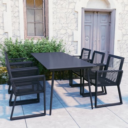 Juego de comedor para jardín 7 piezas ratán PVC negro de vidaXL, Conjuntos de jardín - Ref: Foro24-3060217, Precio: 693,45 €,...