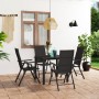 Juego de comedor para jardín 5 piezas negro de vidaXL, Conjuntos de jardín - Ref: Foro24-3060059, Precio: 388,48 €, Descuento: %