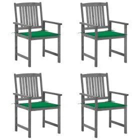 Sillas de jardín con cojines 4 uds madera maciza de acacia gris de vidaXL, Sillas de jardín - Ref: Foro24-3061232, Precio: 26...