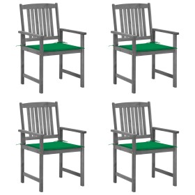Sillas de jardín con cojines 4 uds madera maciza de acacia gris de vidaXL, Sillas de jardín - Ref: Foro24-3061232, Precio: 27...