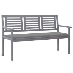 Banco de jardín 3 plazas madera eucalipto gris y cojín 150 cm de vidaXL, Bancos de jardín - Ref: Foro24-3061051, Precio: 228,...