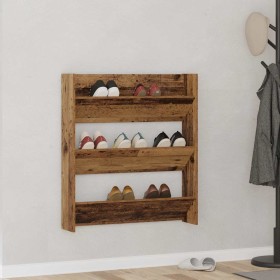 Zapatero de pared madera de ingeniería envejecida 80x18x90 cm en Zapateros y organizadores de calzado | Comprar online en Foru.e