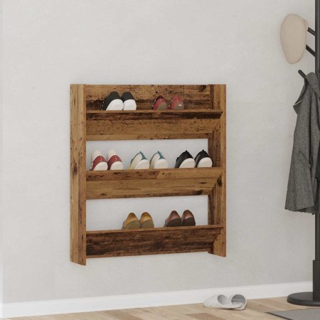 Zapatero de pared madera de ingeniería envejecida 80x18x90 cm en Zapateros y organizadores de calzado | Comprar online en Foru.e