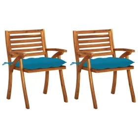 Sillas de comedor jardín con cojines 2 uds madera maciza acacia de vidaXL, Sillas de jardín - Ref: Foro24-3060837, Precio: 19...