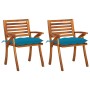 Sillas de comedor jardín con cojines 2 uds madera maciza acacia de vidaXL, Sillas de jardín - Ref: Foro24-3060837, Precio: 25...