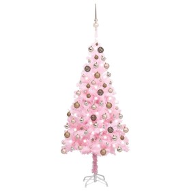 Árbol de Navidad preiluminado con luces y bolas rosa 120 cm en Decoración Festiva y Estacional | Comprar online en Foru.es