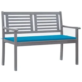 Banco de jardín 2 plazas madera eucalipto gris y cojín 120 cm de vidaXL, Bancos de jardín - Ref: Foro24-3061027, Precio: 183,...
