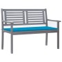 Banco de jardín 2 plazas madera eucalipto gris y cojín 120 cm de vidaXL, Bancos de jardín - Ref: Foro24-3061027, Precio: 183,...