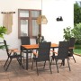 Juego de comedor para jardín 7 piezas negro y marrón de vidaXL, Conjuntos de jardín - Ref: Foro24-3060079, Precio: 621,81 €, ...