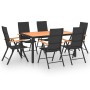 Juego de comedor para jardín 7 piezas negro y marrón de vidaXL, Conjuntos de jardín - Ref: Foro24-3060079, Precio: 621,81 €, ...