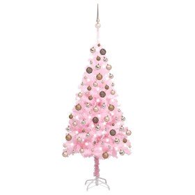 Árbol de Navidad preiluminado con luces y bolas rosa 150 cm en Decoración Festiva y Estacional | Comprar online en Foru.es