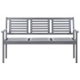 Banco de jardín 3 plazas madera eucalipto gris y cojín 150 cm de vidaXL, Bancos de jardín - Ref: Foro24-3061054, Precio: 217,...