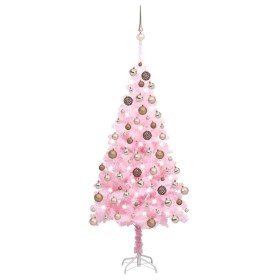 Árbol de Navidad preiluminado con luces y bolas rosa 180 cm en Decoración Festiva y Estacional | Comprar online en Foru.es